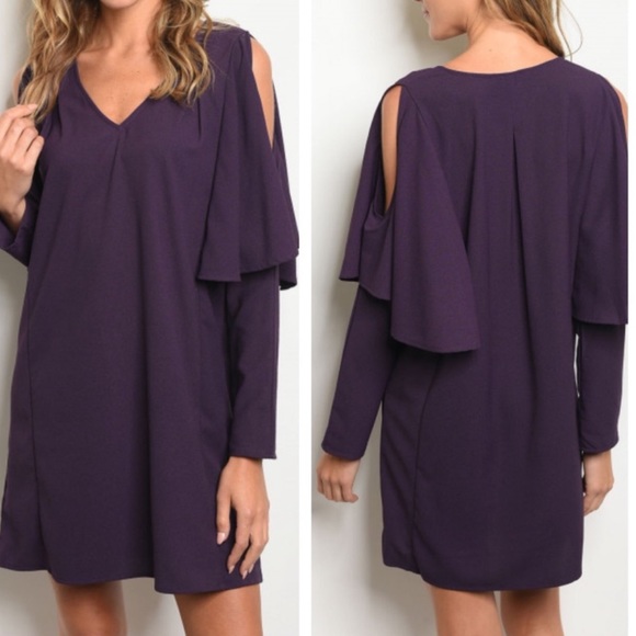 Dresses & Skirts - {New} COLD SHOULDER PURPLE DRESS